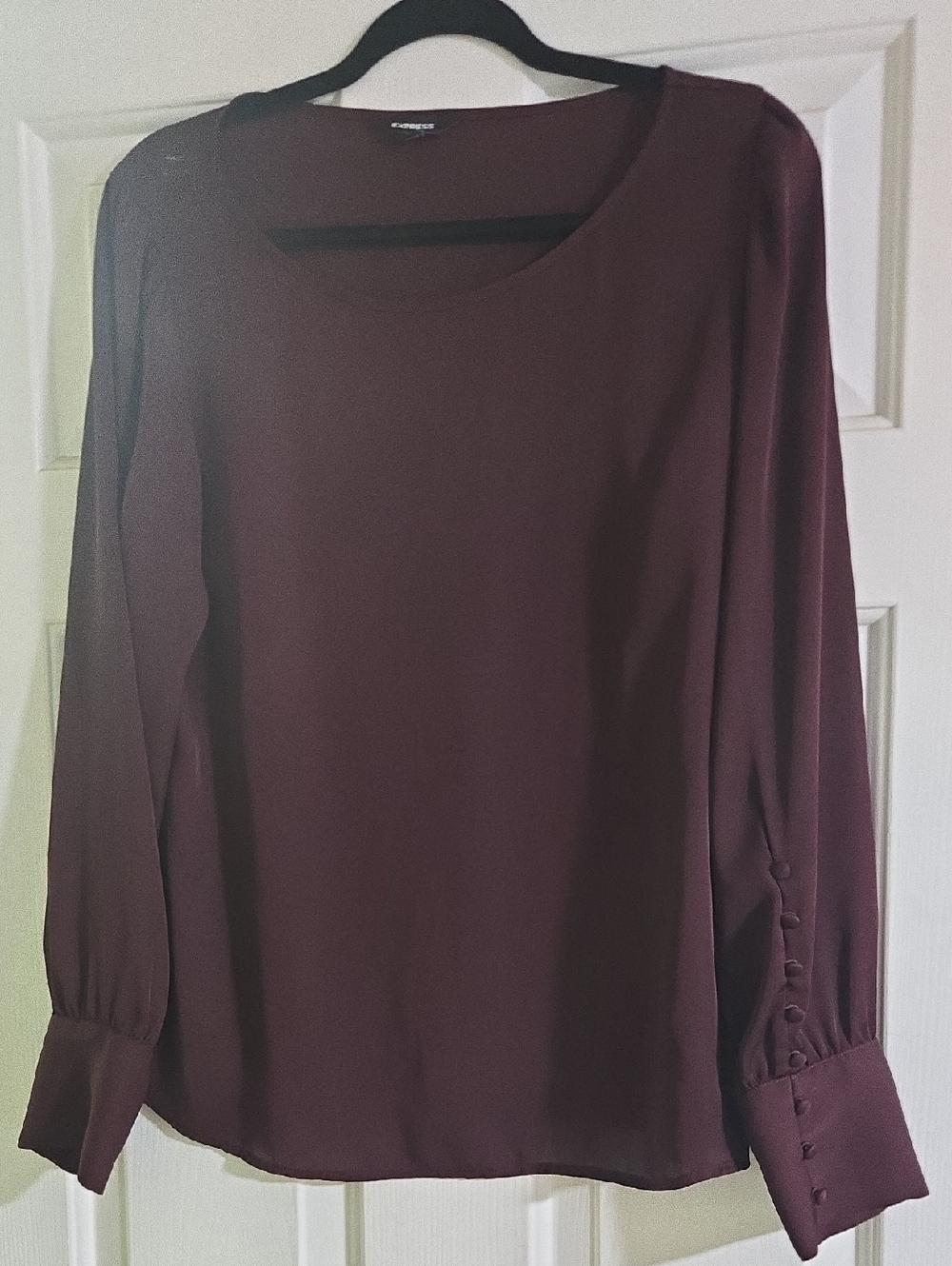 Express Long Sleeve Scoop Neck Blouse Deep Plum